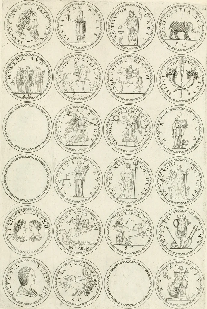 An illustration from Antonii Augustinii Archiepisc. Tarracon. Antiqvitatvm romanorvm hispanarvmqve in nvmmis vetervm, dialogi XI, 1617, leaf 330