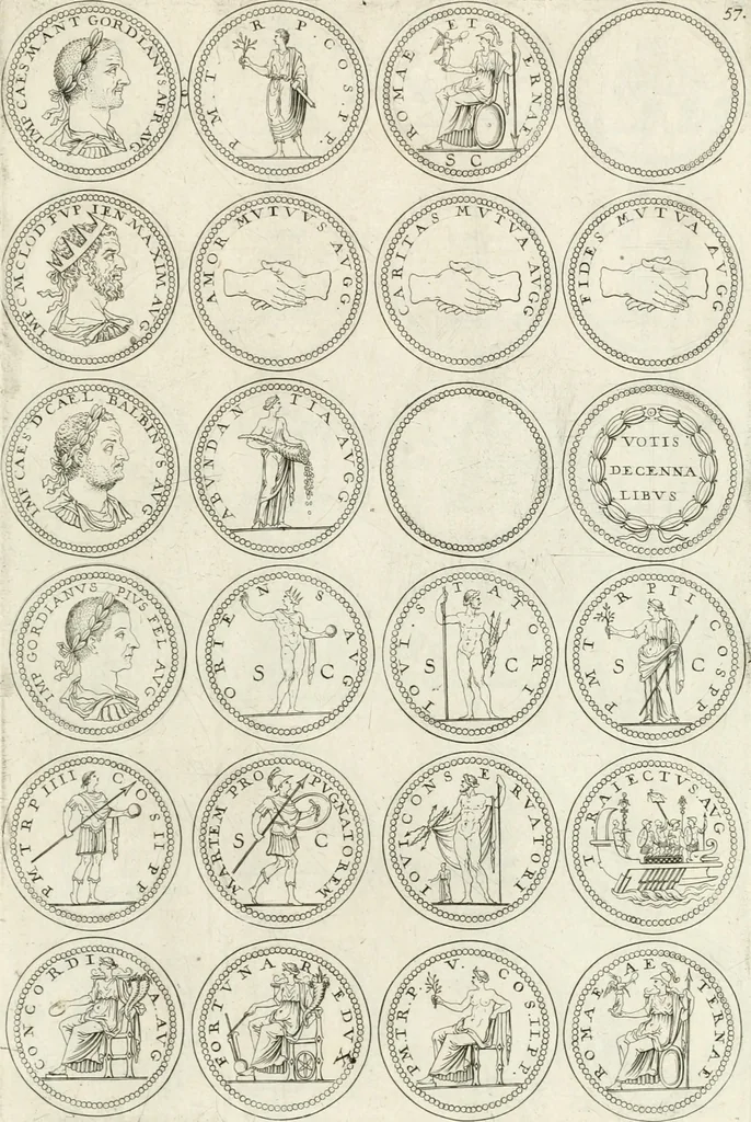 An illustration from Antonii Augustinii Archiepisc. Tarracon. Antiqvitatvm romanorvm hispanarvmqve in nvmmis vetervm, dialogi XI, 1617, leaf 338