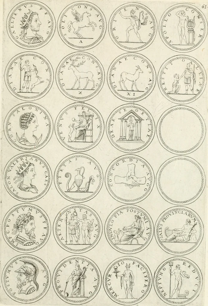 An illustration from Antonii Augustinii Archiepisc. Tarracon. Antiqvitatvm romanorvm hispanarvmqve in nvmmis vetervm, dialogi XI, 1617, leaf 346