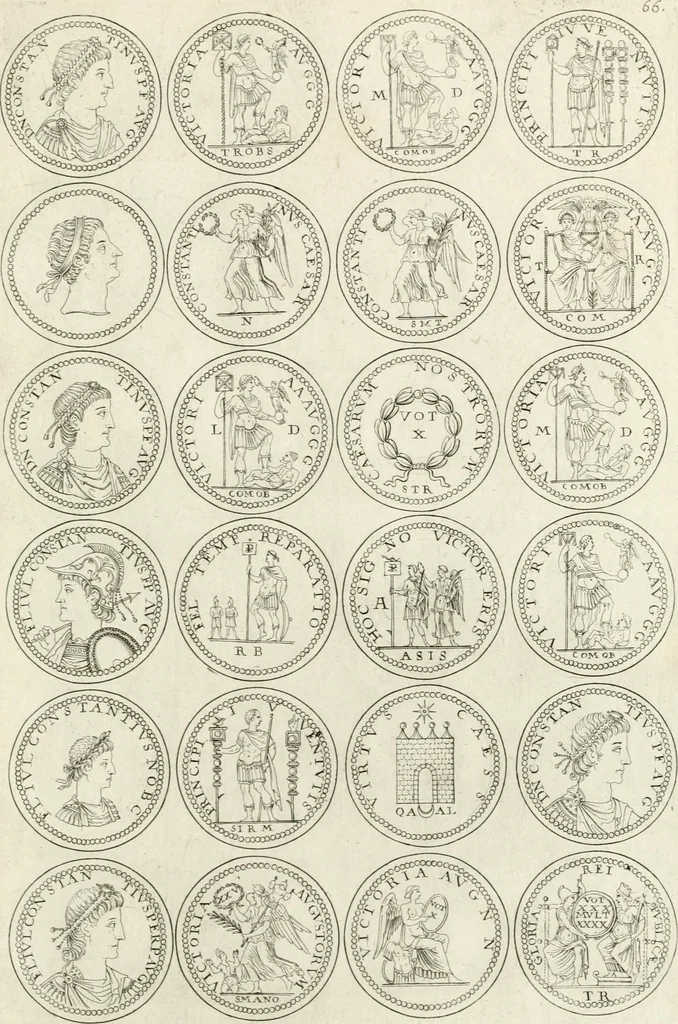 An illustration from Antonii Augustinii Archiepisc. Tarracon. Antiqvitatvm romanorvm hispanarvmqve in nvmmis vetervm, dialogi XI, 1617, leaf 356