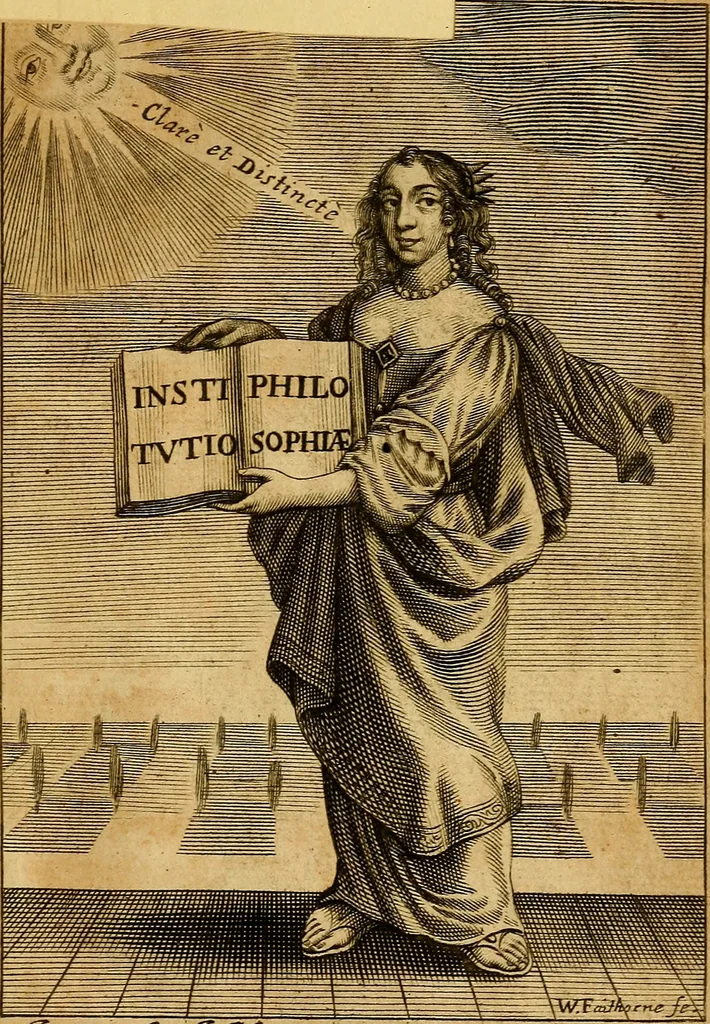 An illustration from Antonii le Grand Institutio philosophiæ : secundum principia domini Renati Descartes: novo methodo adornata & explicata. In usum juventutis academicæ .., 1672, leaf 4