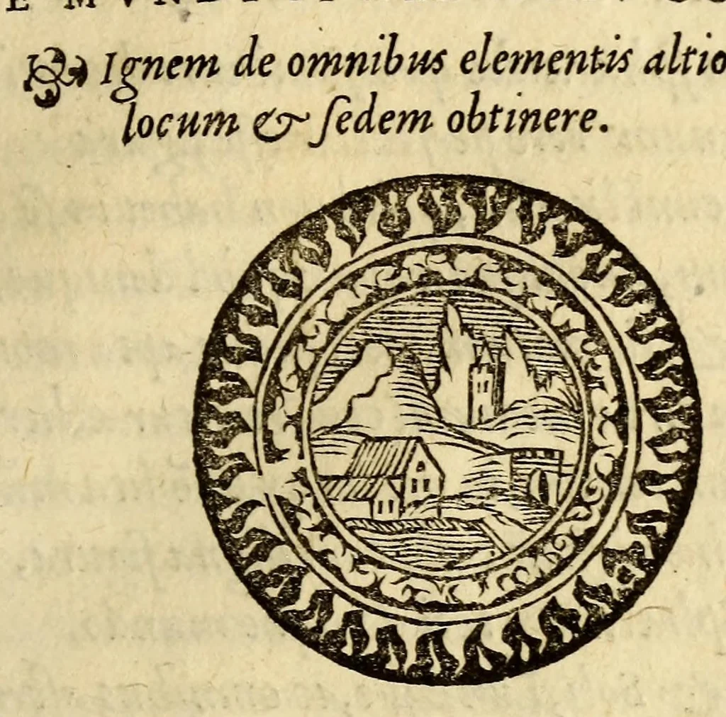 An illustration from Antonii Mizaldi Monluciani, de mundi sphœra, seu cosmographia, libri tres : figuris & demonstrationibus illustrati, 1553, leaf 45