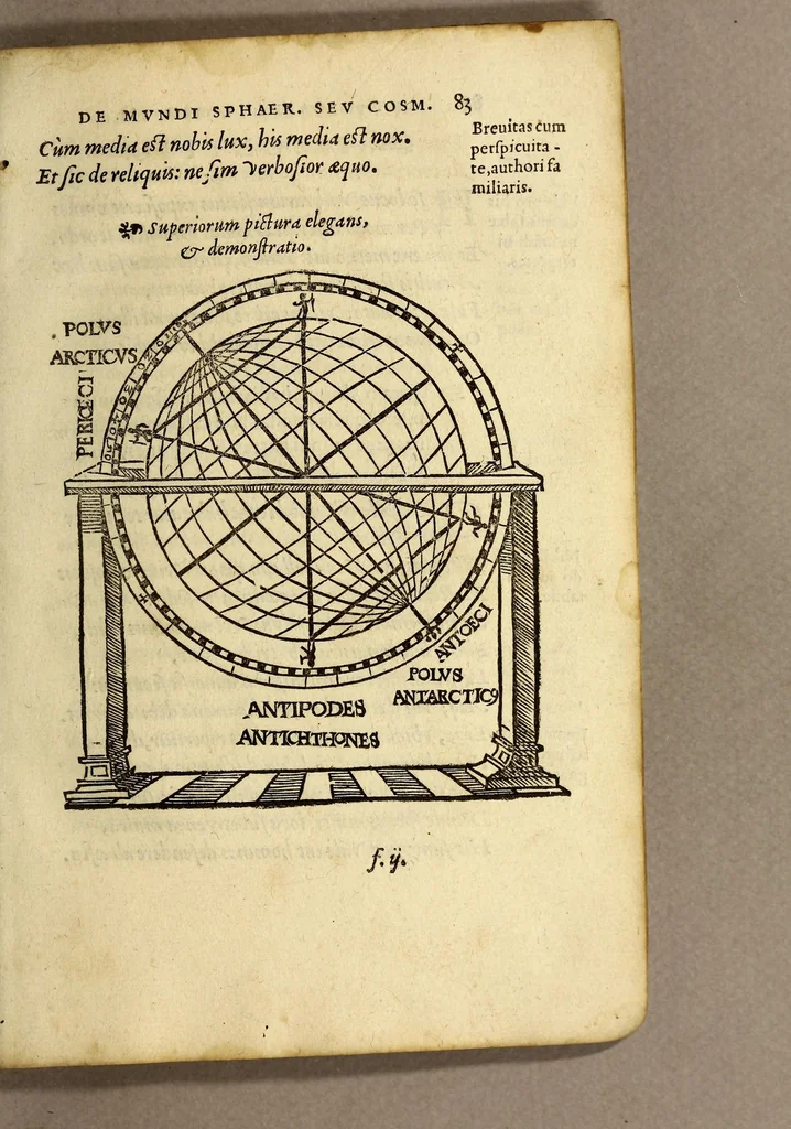 An illustration from Antonii Mizaldi Monluciani, De mundi sphaera, seu Cosmographia, libri tres: : figuris & demonstrationibus illustrati, 1552, leaf 105