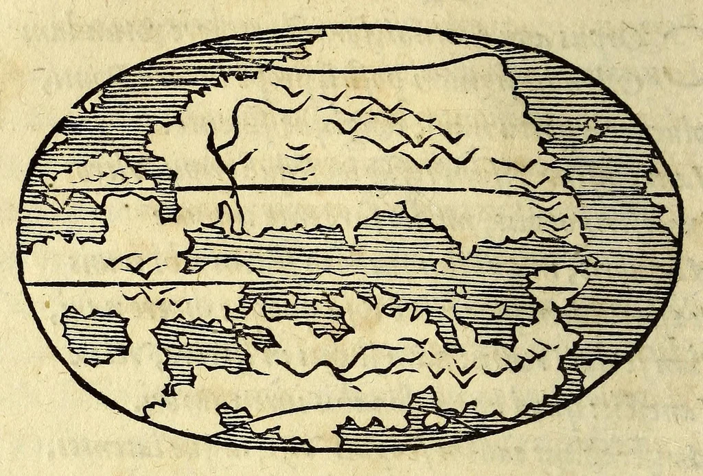 An illustration from Antonii Mizaldi Monluciani, De mundi sphaera, seu Cosmographia, libri tres: : figuris & demonstrationibus illustrati, 1552, leaf 42