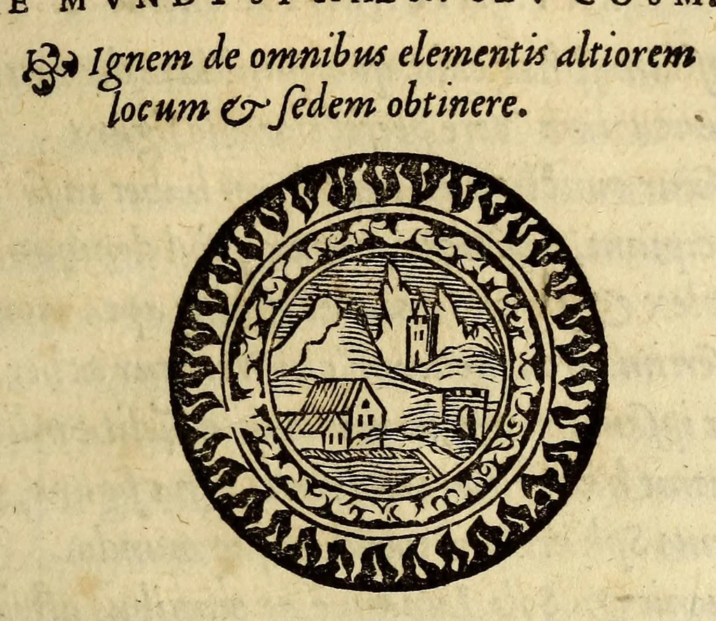 An illustration from Antonii Mizaldi Monluciani, De mundi sphaera, seu Cosmographia, libri tres: : figuris & demonstrationibus illustrati, 1552, leaf 47