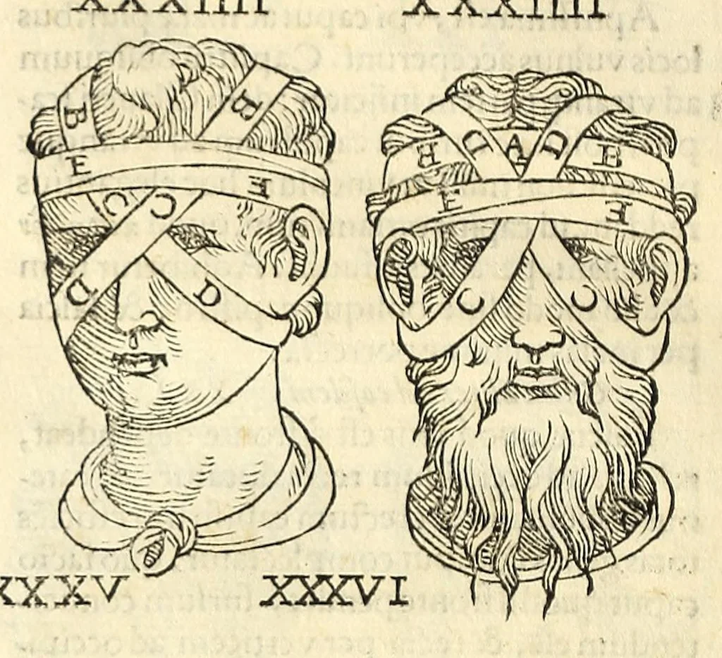 An illustration from Galeni librorum septima classis : curativum methodum tum diffuse tum breviter descriptam, victus rationem in morbis acutis, singulorum morborum facile paranda remedia, privatam quorundam morborum curationem, chirurgie constitutionem, fracturarum ac luxationum sanationem, fasciarum deniq ; & laqueorum & machinamentorum tractatum continet, 1576, leaf 616