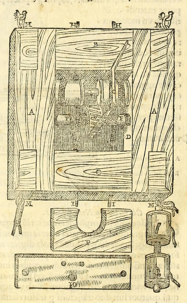 An illustration from Galeni librorum septima classis : curativum methodum tum diffuse tum breviter descriptam, victus rationem in morbis acutis, singulorum morborum facile paranda remedia, privatam quorundam morborum curationem, chirurgie constitutionem, fracturarum ac luxationum sanationem, fasciarum deniq ; & laqueorum & machinamentorum tractatum continet, 1576, leaf 652