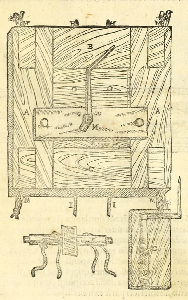 An illustration from Galeni librorum septima classis : curativum methodum tum diffuse tum breviter descriptam, victus rationem in morbis acutis, singulorum morborum facile paranda remedia, privatam quorundam morborum curationem, chirurgie constitutionem, fracturarum ac luxationum sanationem, fasciarum deniq ; & laqueorum & machinamentorum tractatum continet, 1576, leaf 652