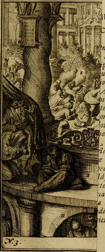 An illustration from Antonii van Dale poliatri Harlemensis De oraculis veterum ethnicorum dissertationes duae : quarum nunc prior agit de eorum origine atque auctoribus, secunda de ipsorum duratione & interitu .., 1700, leaf 148