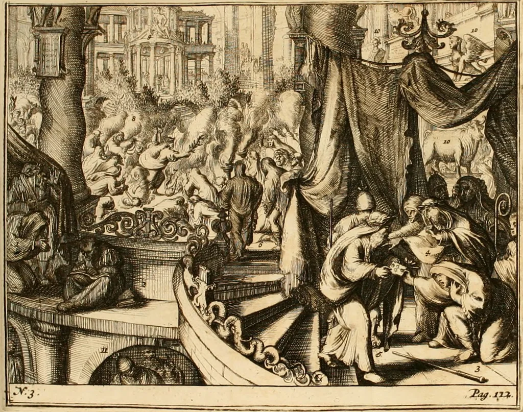 An illustration from Antonii van Dale poliatri Harlemensis De oraculis veterum ethnicorum dissertationes duae : quarum nunc prior agit de eorum origine atque auctoribus, secunda de ipsorum duratione & interitu .., 1700, leaf 149