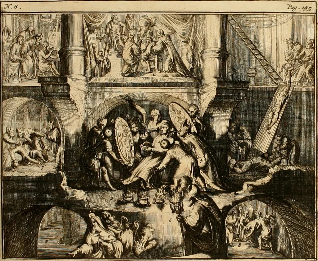 An illustration from Antonii van Dale poliatri Harlemensis De oraculis veterum ethnicorum dissertationes duae : quarum nunc prior agit de eorum origine atque auctoribus, secunda de ipsorum duratione & interitu .., 1700, leaf 237