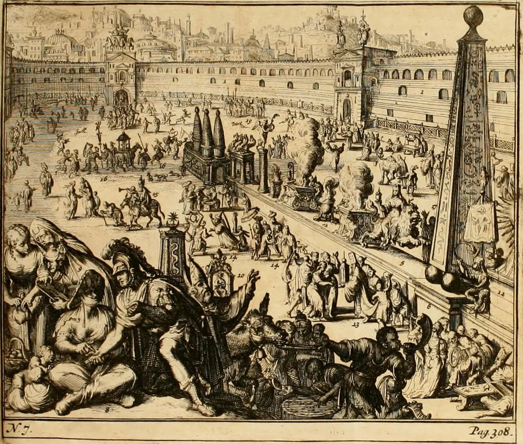 An illustration from Antonii van Dale poliatri Harlemensis De oraculis veterum ethnicorum dissertationes duae : quarum nunc prior agit de eorum origine atque auctoribus, secunda de ipsorum duratione & interitu .., 1700, leaf 353