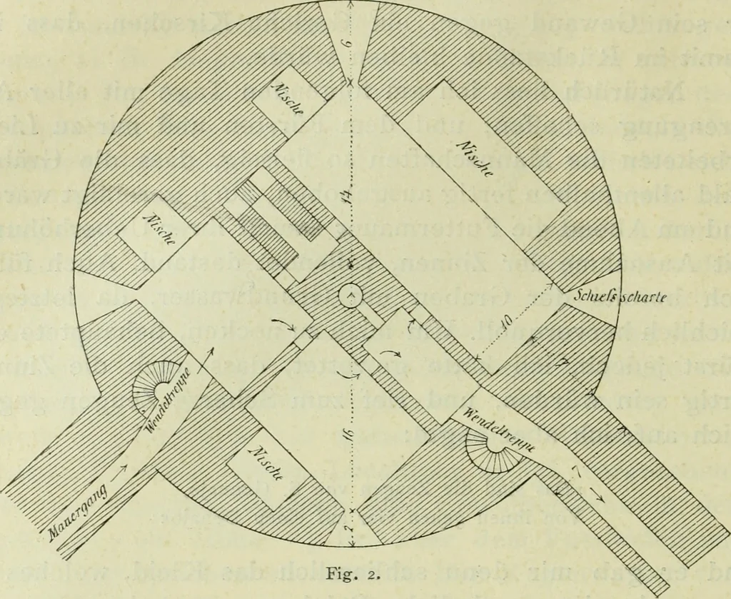 An illustration from Antonio Averlino Filarete's Tractat über die Baukunst, nebst seinen Büchern von der Zeichenkunst und den Bauten der Medici, 1890, leaf 169