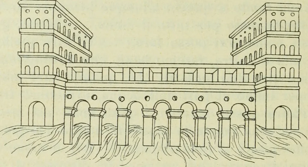An illustration from Antonio Averlino Filarete's Tractat über die Baukunst, nebst seinen Büchern von der Zeichenkunst und den Bauten der Medici, 1890, leaf 427