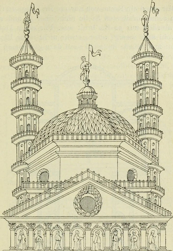 An illustration from Antonio Averlino Filarete's Tractat über die Baukunst, nebst seinen Büchern von der Zeichenkunst und den Bauten der Medici, 1890, leaf 480