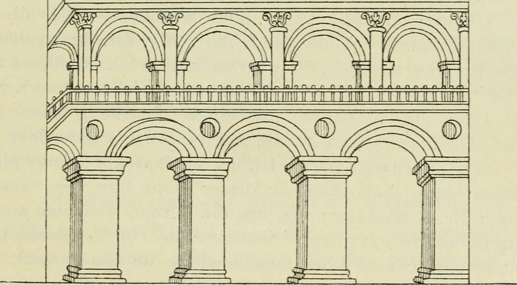 An illustration from Antonio Averlino Filarete's Tractat über die Baukunst, nebst seinen Büchern von der Zeichenkunst und den Bauten der Medici, 1890, leaf 482