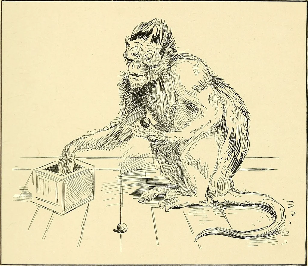 An illustration from Apes and monkeys; their life and language, 1900, leaf 56