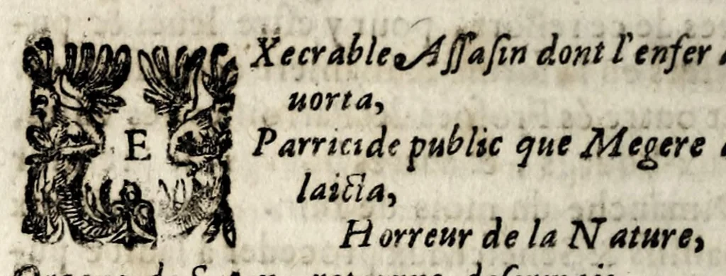 An illustration from Aphorismes ov sommaires de la doctrine des Iesvites, et de quelques autres leurs docteurs : par lesquels le vray christianisme est corrompu, la paix publique troublée, & les liens de la societé humaine sont entierement violés & rompus ; extraicts des escrits, sentences, & actes publics des Iesuites, & de leurs liures, & autres de leurs docteurs ; traduits de Latin en François ; iouxte la copie imprimee en Allemagne., 1610, leaf 100