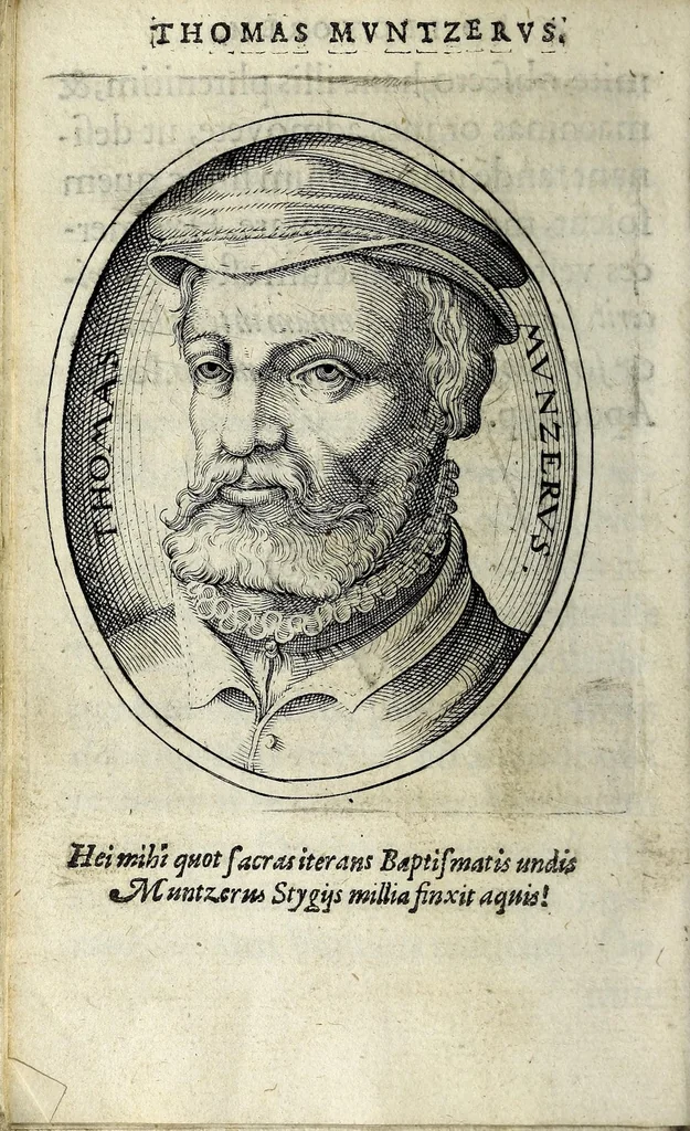 An illustration from Apocalypsis insignium aliquot haeresiarcharum : qua visiones & insomnia ipsis per somnia patefactae, blasphemias puta inauditas, ac deliramenta enthysiastica revelantur, unaq́ue opera vitae ac mortes coelo latino donantur : superadditae septendecim eorum, qui insigni supra reliquos temeritate ac depudendi audacia eminere visi, icones aereis expressae, 1608, leaf 12