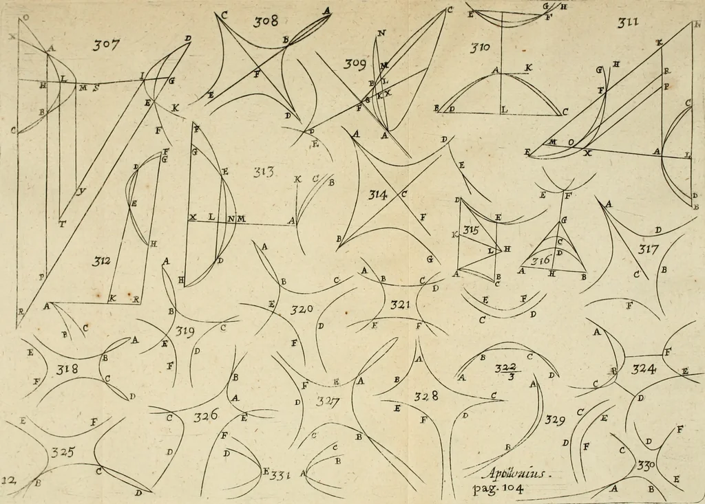 An illustration from Apollonii Conica : methodo nova illustrata, & succinctè demonstrata, 1675, leaf 138