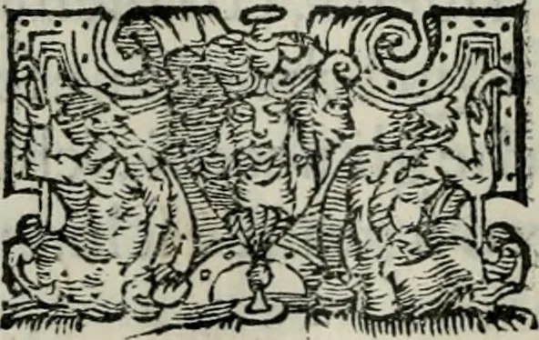 An illustration from Apologia de gli Academici di Banchi di Roma : Contra M. Lodovico Castelvetro da Modena. Informa d'uno Spaccio di Maestro Pasquino. Con alcune operette, del predella, del bvratto, di ser pedocco. In difesa de la seguente Canzone del Commendatore, 1558, leaf 217