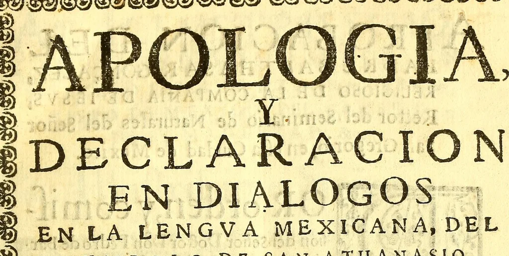 An illustration from Apologia, y declaracion en dialogos en la lengua mexicana, del symbolo de San Athanasio, y confessionario breve., 1653, leaf 3