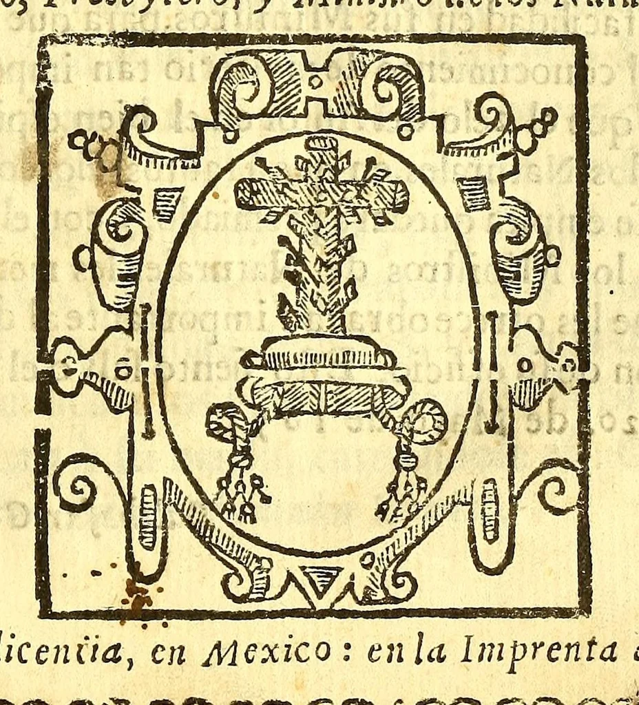 An illustration from Apologia, y declaracion en dialogos en la lengua mexicana, del symbolo de San Athanasio, y confessionario breve., 1653, leaf 3