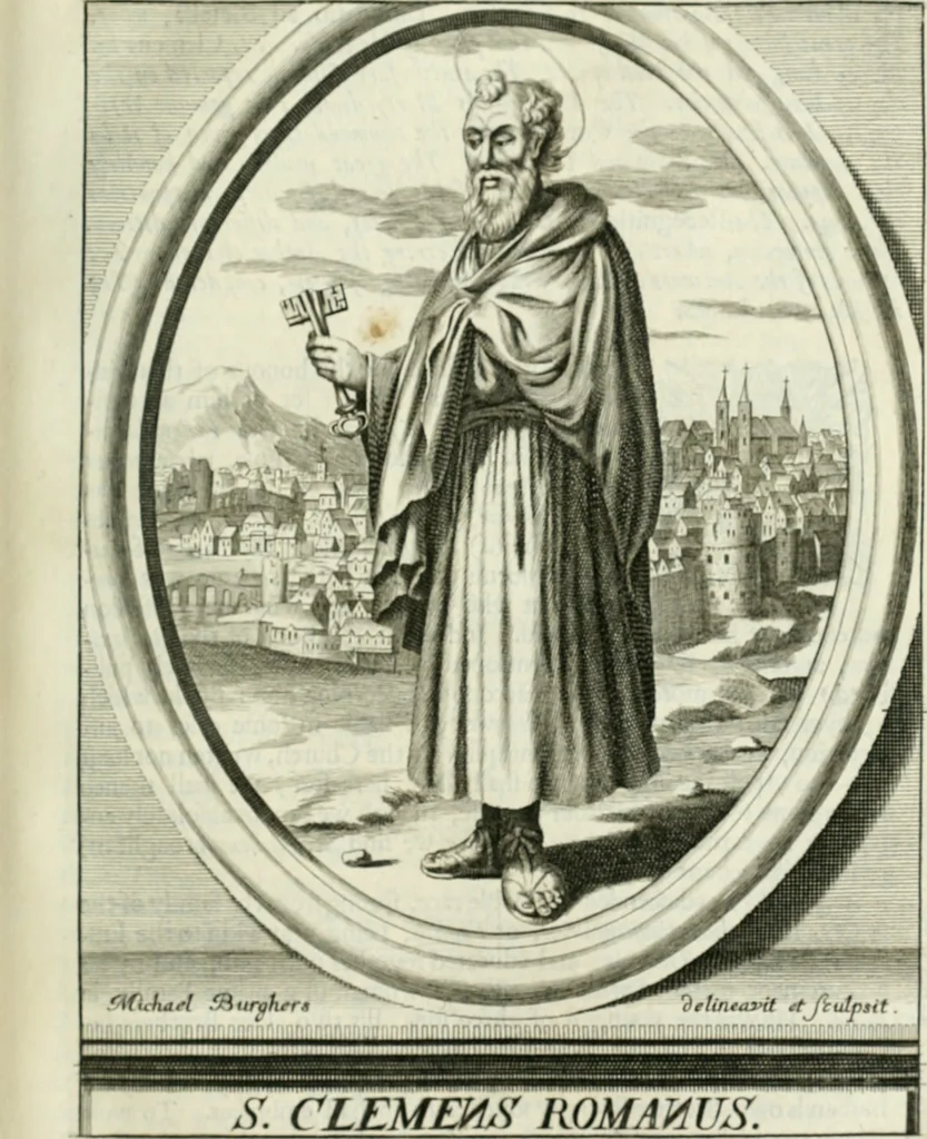 An illustration from Apostolici : or the history of the lives, acts, death and martyrdoms of those who were contemporary with, or immediately succeeded the Apostles : as also the most eminent of the Primitive Fathers for the first three hundred years to which is added, a chronology of the three first ages of the church, 1682, leaf 148
