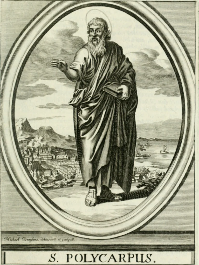 An illustration from Apostolici : or the history of the lives, acts, death and martyrdoms of those who were contemporary with, or immediately succeeded the Apostles : as also the most eminent of the Primitive Fathers for the first three hundred years to which is added, a chronology of the three first ages of the church, 1682, leaf 182