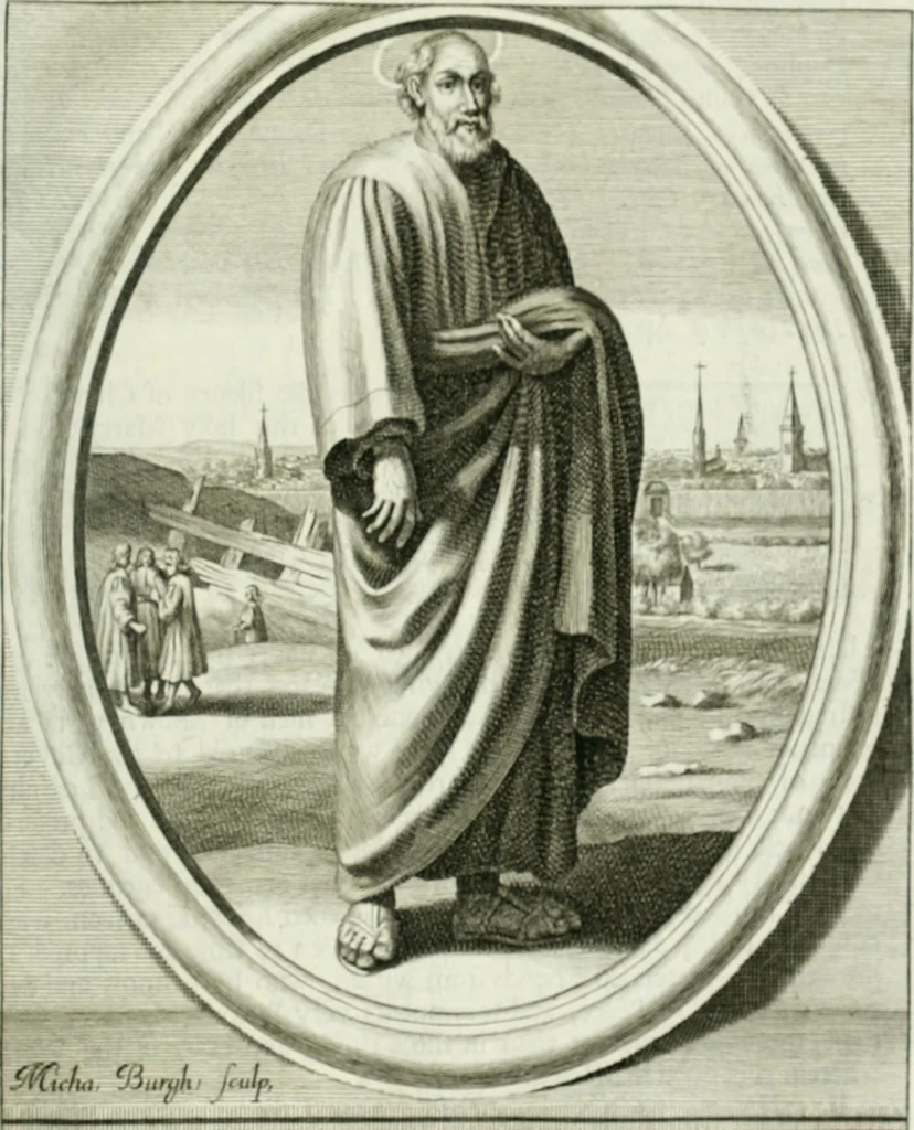 An illustration from Apostolici : or the history of the lives, acts, death and martyrdoms of those who were contemporary with, or immediately succeeded the Apostles : as also the most eminent of the Primitive Fathers for the first three hundred years to which is added, a chronology of the three first ages of the church, 1682, leaf 312