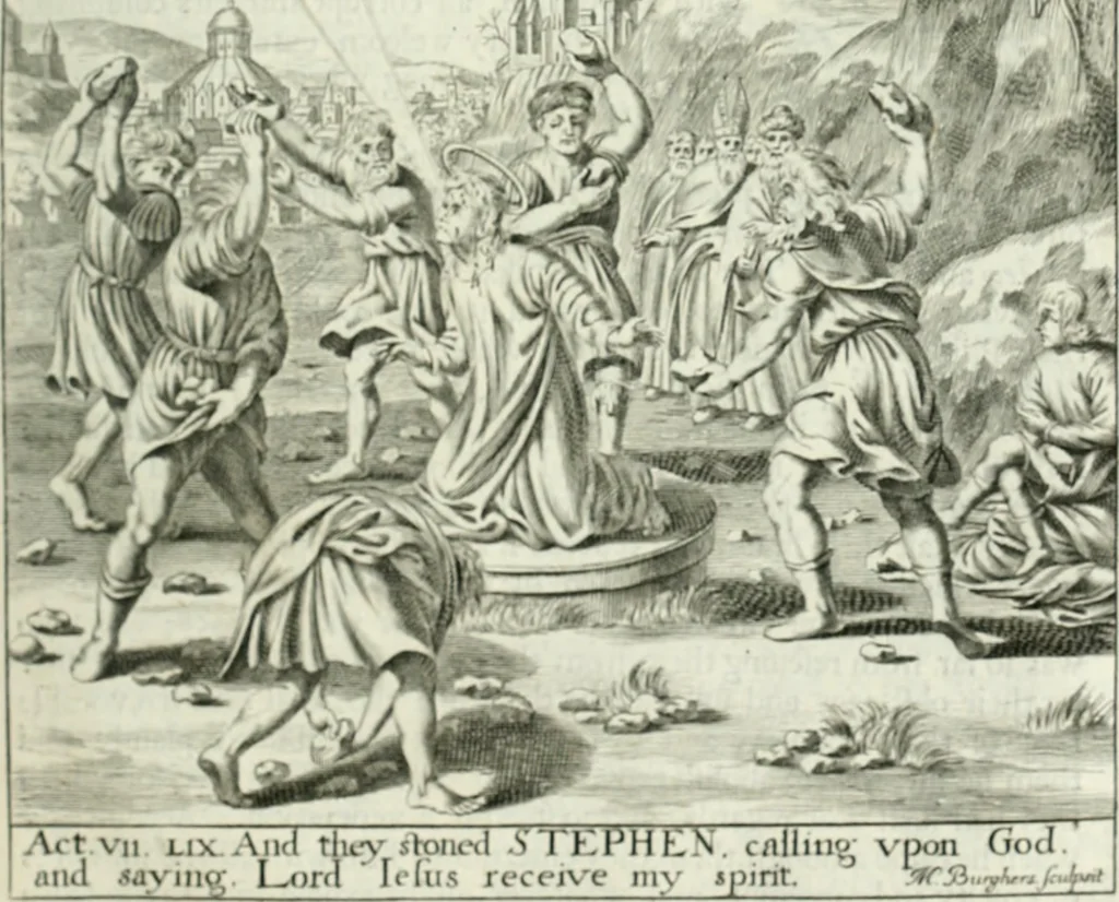 An illustration from Apostolici : or the history of the lives, acts, death and martyrdoms of those who were contemporary with, or immediately succeeded the Apostles : as also the most eminent of the Primitive Fathers for the first three hundred years to which is added, a chronology of the three first ages of the church, 1682, leaf 72