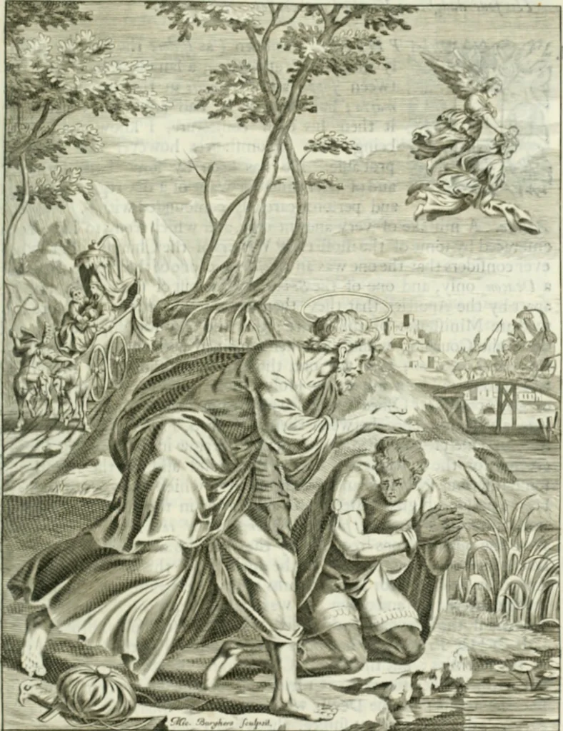 An illustration from Apostolici : or the history of the lives, acts, death and martyrdoms of those who were contemporary with, or immediately succeeded the Apostles : as also the most eminent of the Primitive Fathers for the first three hundred years to which is added, a chronology of the three first ages of the church, 1682, leaf 94