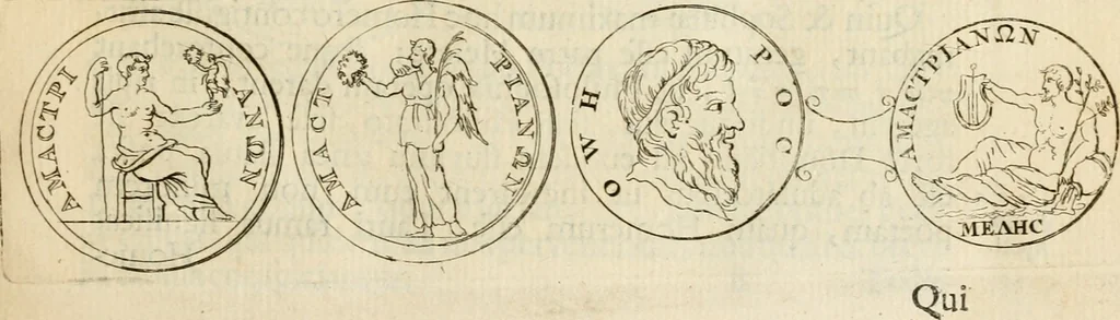 An illustration from Apotheosis vel consecratio Homeri, sive, Lapis antiquissimus in quo poëtarum principis Homeri consecratio sculpta est, 1683, leaf 28