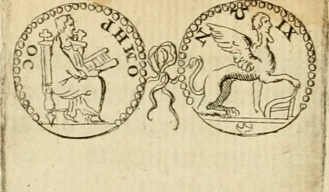 An illustration from Apotheosis vel consecratio Homeri, sive, Lapis antiquissimus in quo poëtarum principis Homeri consecratio sculpta est, 1683, leaf 31