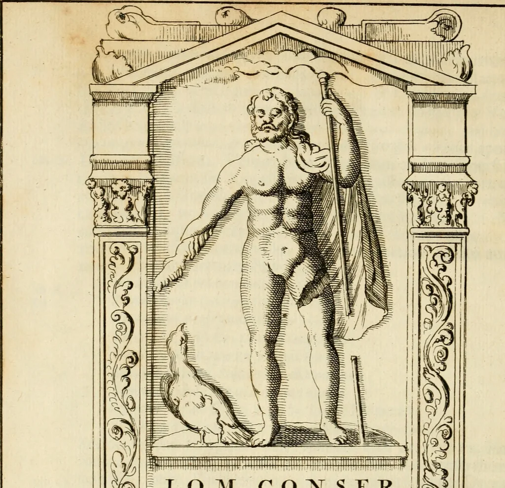 An illustration from Apotheosis vel consecratio Homeri, sive, Lapis antiquissimus in quo poëtarum principis Homeri consecratio sculpta est, 1683, leaf 41