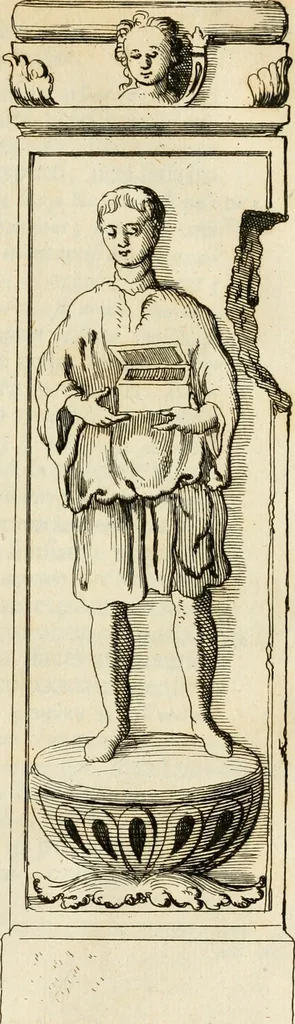 An illustration from Apotheosis vel consecratio Homeri, sive, Lapis antiquissimus in quo poëtarum principis Homeri consecratio sculpta est, 1683, leaf 98