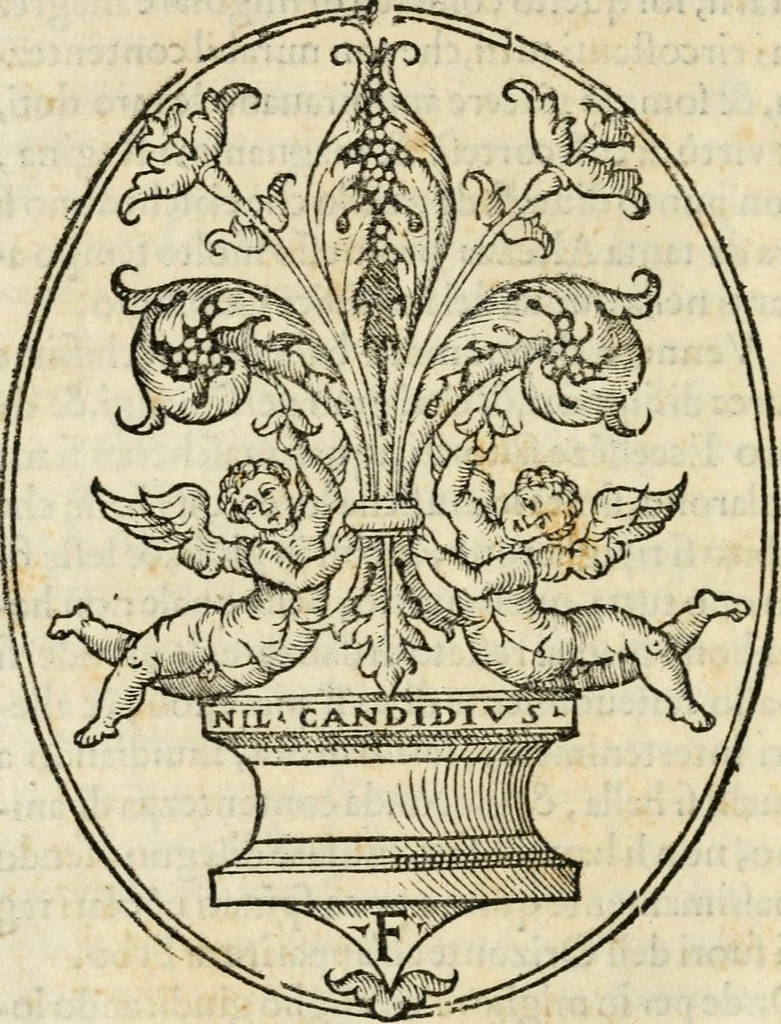 An illustration from Descrizione dell'apparato della comedia et intermedii d'essa : recitata in Firenze il giorno di S. Stefano l'anno 1565. nella gran sala del palazzo di Sua Ecc. illust. nelle reali nozze dell'illustriss. & eccell. s. il s. don Francesco Medici principe di Fiorenza & di Siena, & della regina Giouanna d'Austria, sua consorte, 1566, leaf 43