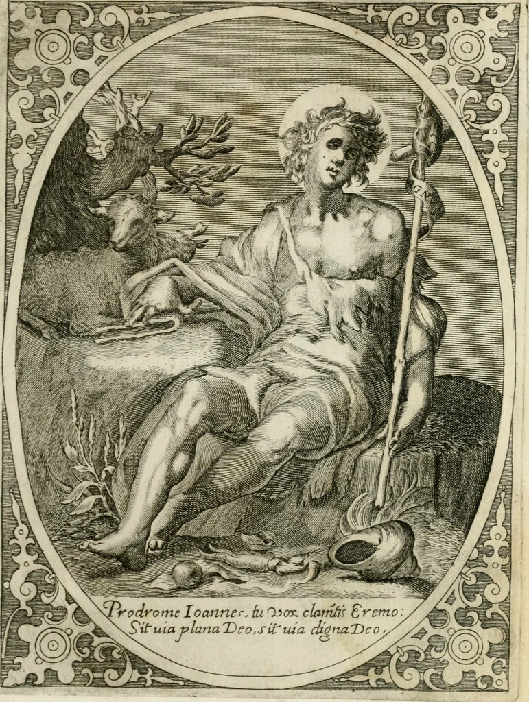 An illustration from Apparato della festività del glorioso S. Giouan Battista : fatto dal fedelissimo popolo napolitano à 23. di giugno 1624, all' Eccellenza del signor d. Antonio Alvarez di Toledo, duca d'Alba, vicere nel regno, 1624, leaf 8