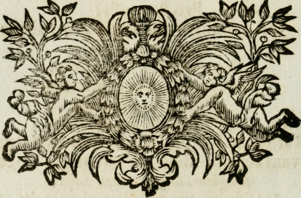 An illustration from Apparatus sacri honoris primo carmelitarum discalceatorum parenti seraphicæ virginis ac matris Theresiæ à Jesu filio primogenito S. Joanni à Cruce : post ejus solemnem in Vaticani colle apotheosin adornatus, a devotissimo filiorum suorum Collegio Augustano, 1727, leaf 25