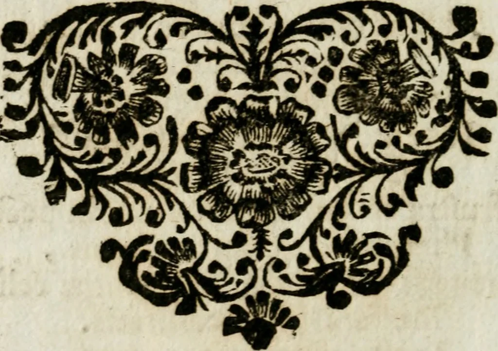 An illustration from Apparatus sacri honoris primo carmelitarum discalceatorum parenti seraphicæ virginis ac matris Theresiæ à Jesu filio primogenito S. Joanni à Cruce : post ejus solemnem in Vaticani colle apotheosin adornatus, a devotissimo filiorum suorum Collegio Augustano, 1727, leaf 43