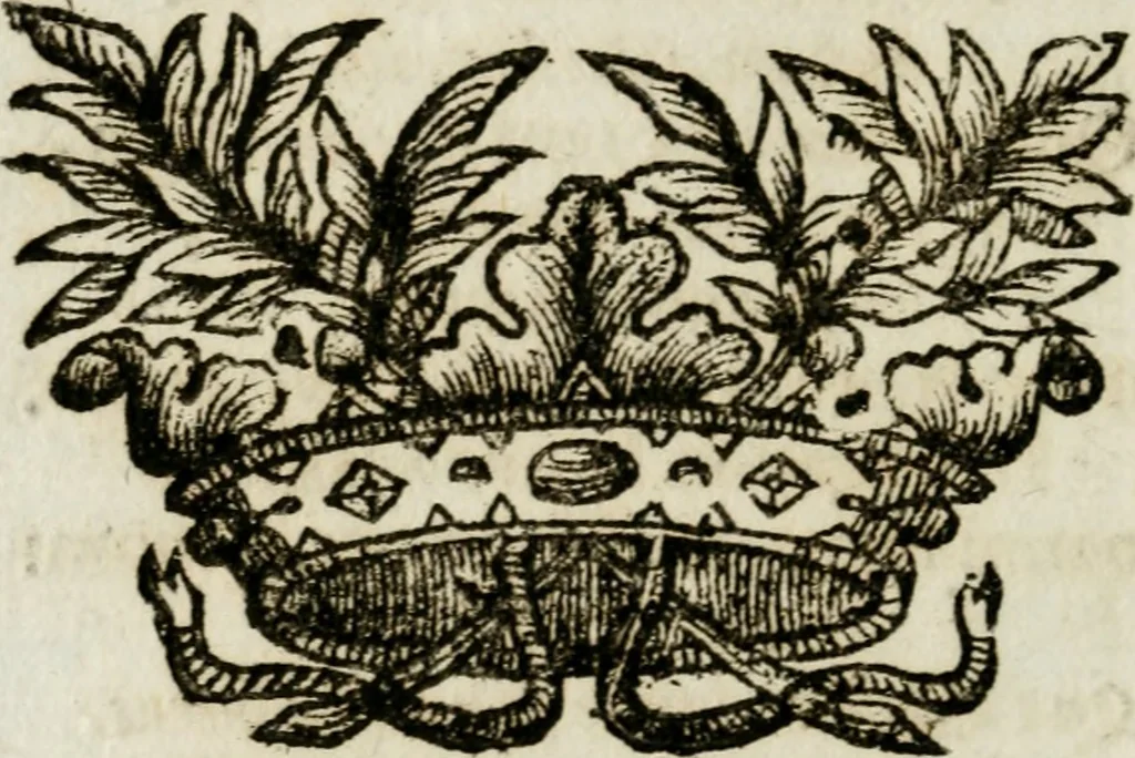 An illustration from Apparatus sacri honoris primo carmelitarum discalceatorum parenti seraphicæ virginis ac matris Theresiæ à Jesu filio primogenito S. Joanni à Cruce : post ejus solemnem in Vaticani colle apotheosin adornatus, a devotissimo filiorum suorum Collegio Augustano, 1727, leaf 67