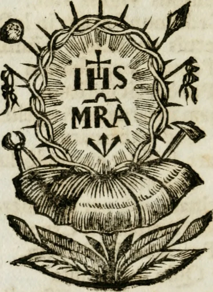 An illustration from Apparatus sacri honoris primo carmelitarum discalceatorum parenti seraphicæ virginis ac matris Theresiæ à Jesu filio primogenito S. Joanni à Cruce : post ejus solemnem in Vaticani colle apotheosin adornatus, a devotissimo filiorum suorum Collegio Augustano, 1727, leaf 79