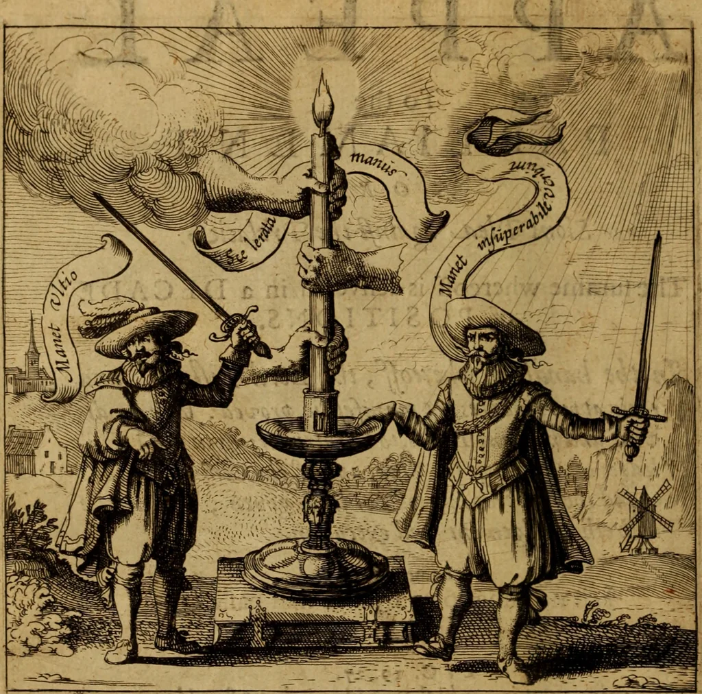 An illustration from An appeal to the parliament, or, Sion's plea against the prelacie : the summe whereoff is delivered in a decade of positions : in the handling vvhereoff the Lord Bishops and their appurtenances are manifestlie proved both by divine and humane lawes to be intruders vpon the priviledges of Christ, of the King, and of the common-vveal, and threfore vpon good evidence given, she hartelie desireth a iudgement and execution, 1629, leaf 5