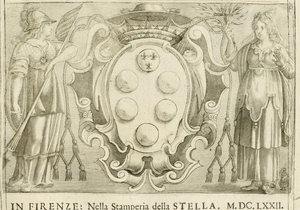 An illustration from Applausi di Firenze per la canonizzazione di s. Filippo Benizi, propagatore dell' Ordine de' Serui di Maria Vergine, 1672, leaf 6
