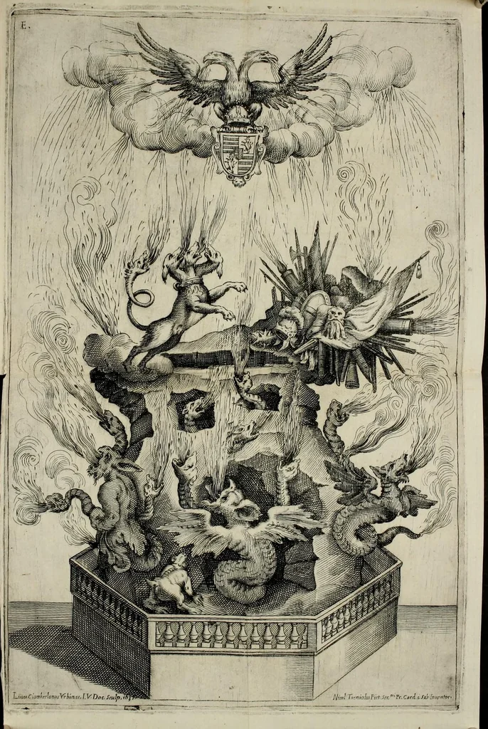 An illustration from Applavsi festivi fatti in Roma per l'elezzione di Ferdinando III. al regno de' romani dal ser.mo princ. Mavrizio card. di Savoia, 1637, leaf 41