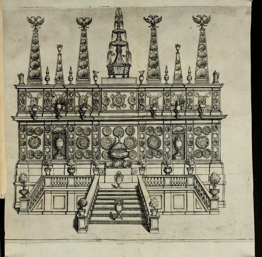 An illustration from Applavsi festivi fatti in Roma per l'elezzione di Ferdinando III. al regno de' romani dal ser.mo princ. Mavrizio card. di Savoia, 1637, leaf 77