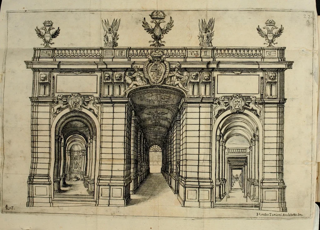 An illustration from Applavsi festivi fatti in Roma per l'elezzione di Ferdinando III. al regno de' romani dal ser.mo princ. Mavrizio card. di Savoia, 1637, leaf 30