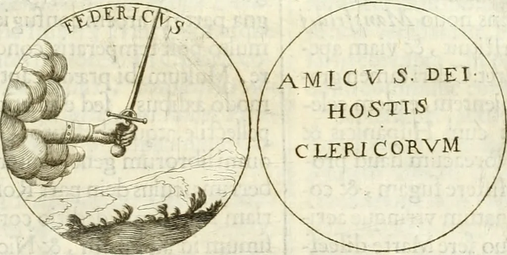 An illustration from Aquilae Austriacae pars secunda, seu, Monarchiae occidentalis tomus octauus : in quo imperatores Austrii a Maximiliano II vsquè ad coronationem Leopoldi Primi Occidentis imperatorem LI elogijs, hieroglyphicis, numismatibus, insignibus, symbolis, imaginibus antiquis ad viuum exhibentur exculpti, & longa historiarum serie exarati : vt nihil relictum sit, quod prisci vel hodierni habeant annales, sed diplomata, leges, indulta, genealogiae, donationes, priuilegia offeruntur congesta : inseruntur et regum principumque imagines, nummi honorarij, castrenses, triumphales, votiui, missiles, &c. qui sanguine, foedere, bello imperatoribus iuncti, occurrunt in opere : subijcitur cuique caesarum appendix symbolica, sacrolegalis, & historicopolitica, in qua symbolis & hieroglyphicis, are affabrè exculptis, Caesares eorumq[ue] gesta pinguntur & explanantur, 1679, leaf 174