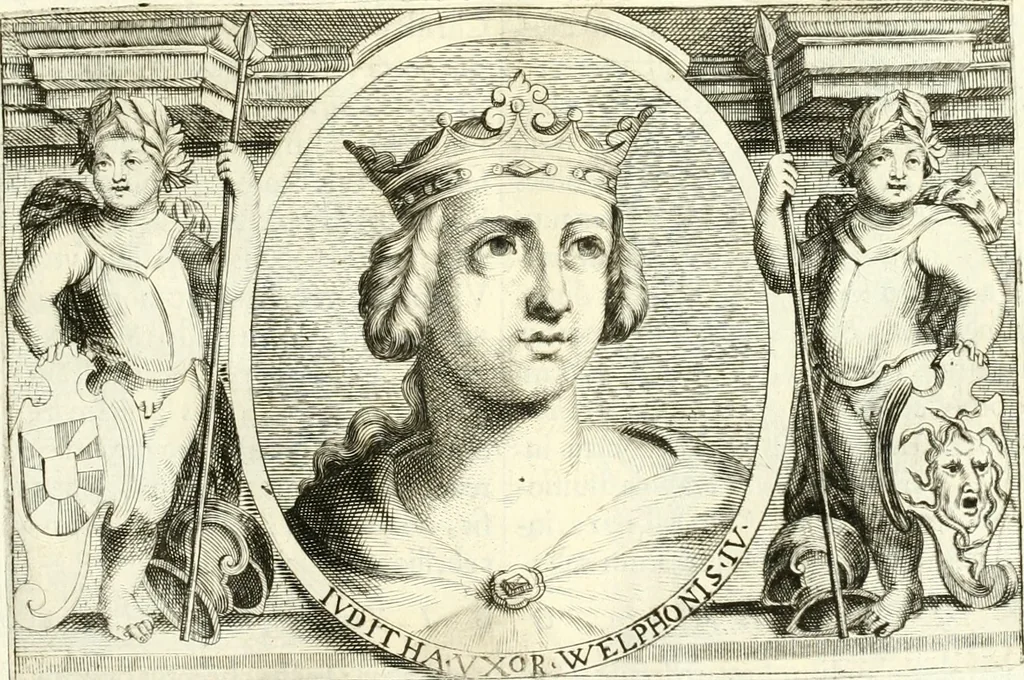 An illustration from Aquila franca sub qua Francones imperatores a Conrado II Salico vsquè ad Lotharium II Occidentis imperatorem XX : elogiis, hieroglyphicis, numismatibus, insignibus, symbolis, imaginibus antiquis ad viuum exhibentur exculpti, & longa historiarum serie exarati : vt nihil relictum sit, quod prisci vel hodierni habeant annales, sed diplomata, leges, indulta, genealogiae, donationes, priuilegia offeruntur congesta : inseruntur et regum principumque imagines, nummi honorarij, castrenses, triumphales, votiui, missiles, &c. qui sanguine, foedere, bello imperatoribus iuncti, occurrunt in opere : accedit cuique Caesarum tractatus sacrolegalis, & historicopoliticus ..., 1679, leaf 260