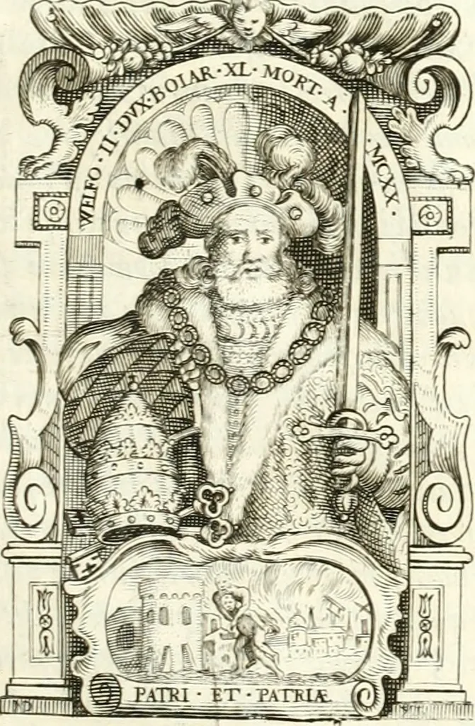 An illustration from Aquila franca sub qua Francones imperatores a Conrado II Salico vsquè ad Lotharium II Occidentis imperatorem XX : elogiis, hieroglyphicis, numismatibus, insignibus, symbolis, imaginibus antiquis ad viuum exhibentur exculpti, & longa historiarum serie exarati : vt nihil relictum sit, quod prisci vel hodierni habeant annales, sed diplomata, leges, indulta, genealogiae, donationes, priuilegia offeruntur congesta : inseruntur et regum principumque imagines, nummi honorarij, castrenses, triumphales, votiui, missiles, &c. qui sanguine, foedere, bello imperatoribus iuncti, occurrunt in opere : accedit cuique Caesarum tractatus sacrolegalis, & historicopoliticus ..., 1679, leaf 262